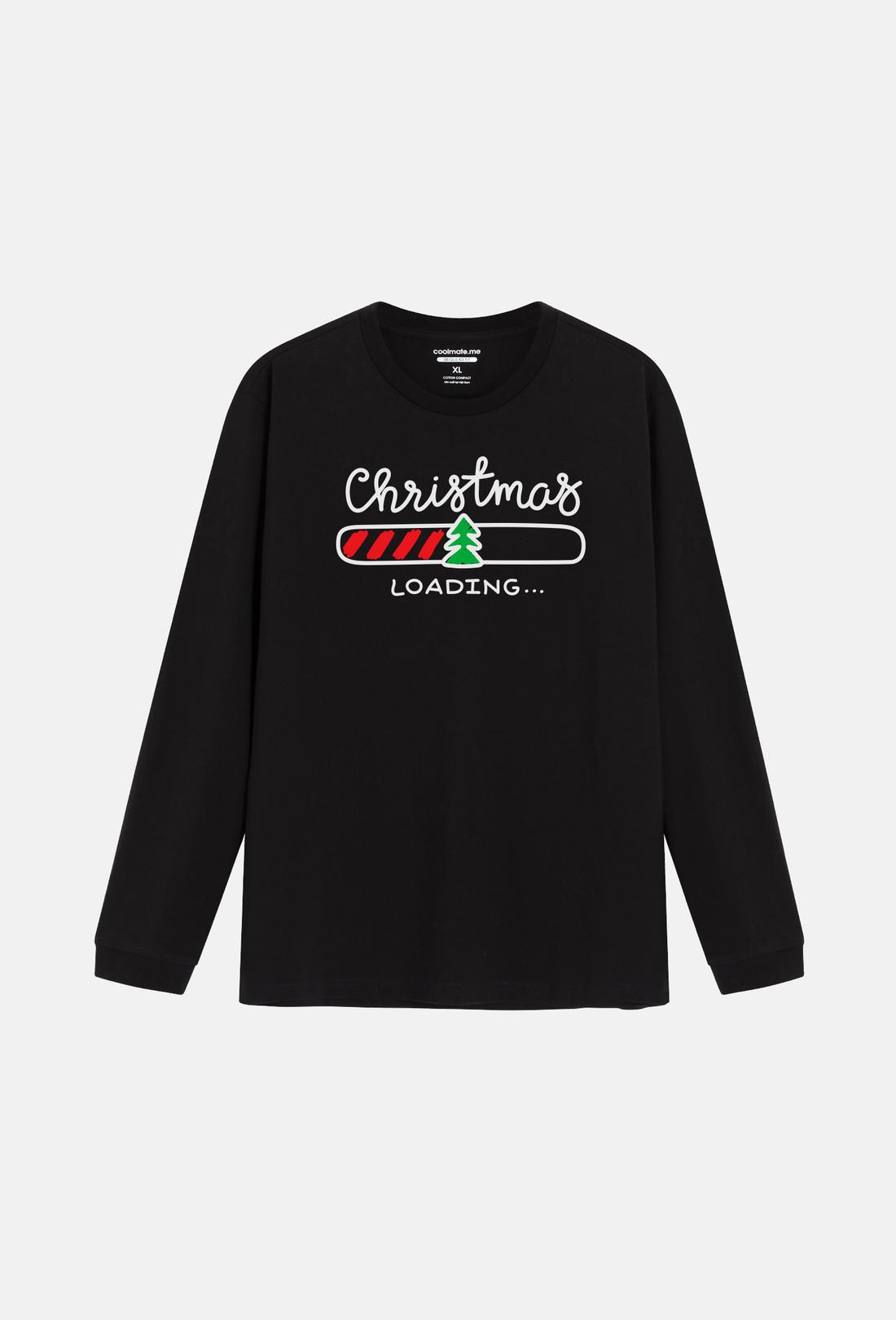 Áo thun dài tay Cotton Compact in Xmas Loading - Màu đen   - undefined