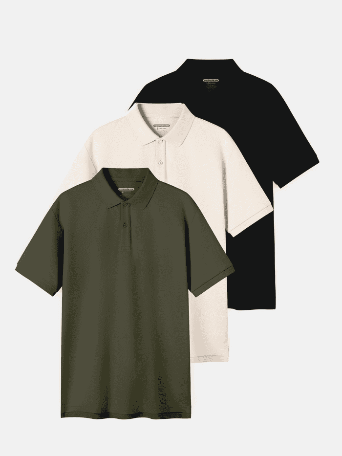 Pack 3 Áo Polo nam Pique Cotton - undefined