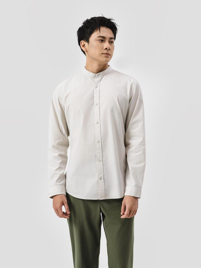 Áo sơ mi dài tay cổ tàu Premium Poplin  - undefined