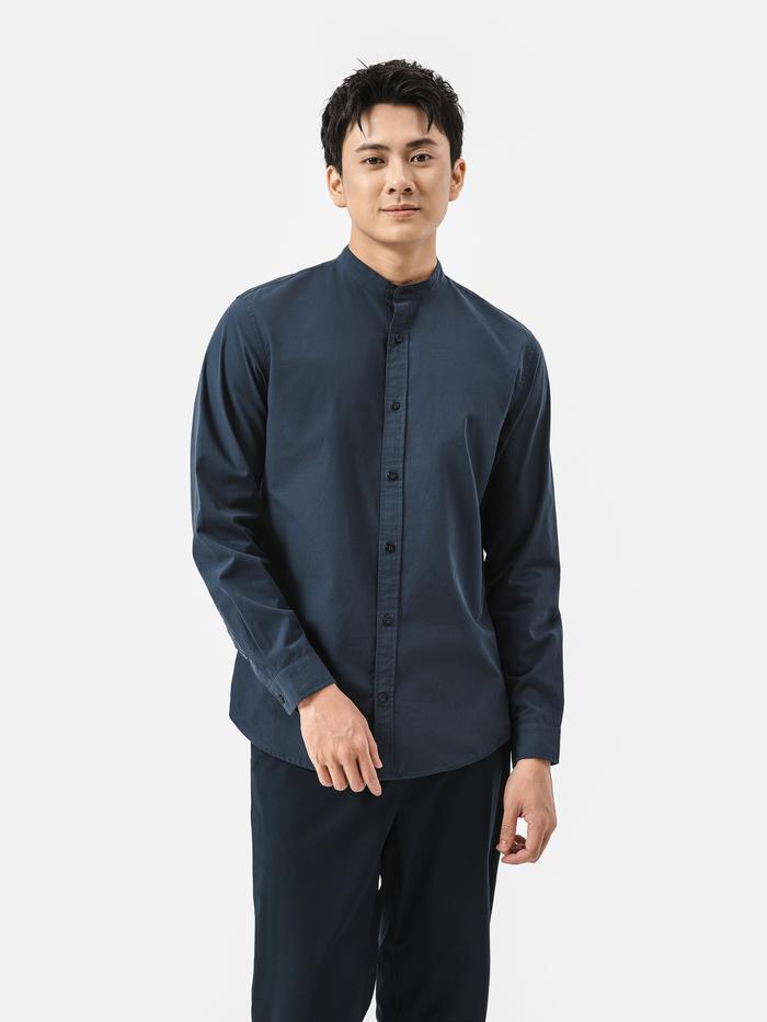 Áo sơ mi dài tay cổ tàu Premium Poplin  - undefined