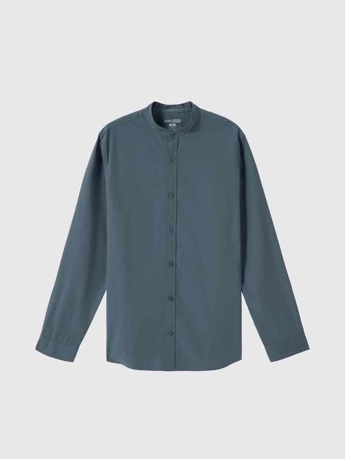 Áo sơ mi dài tay cổ tàu Premium Poplin  - undefined