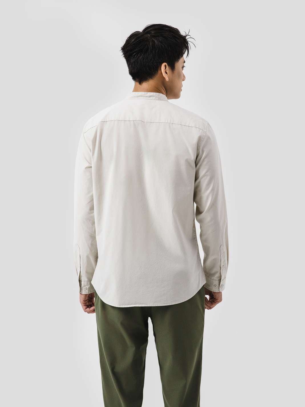 Áo sơ mi dài tay cổ tàu Premium Poplin  - undefined