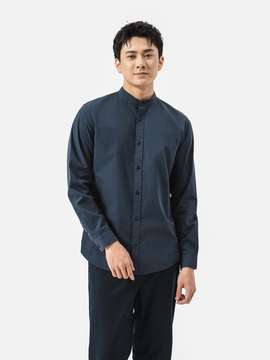 Áo sơ mi dài tay cổ tàu Premium Poplin  - undefined