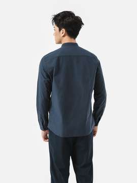 Áo sơ mi dài tay cổ tàu Premium Poplin  - undefined