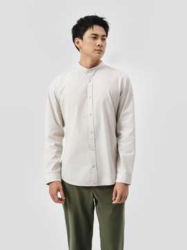Áo sơ mi dài tay cổ tàu Premium Poplin  - undefined