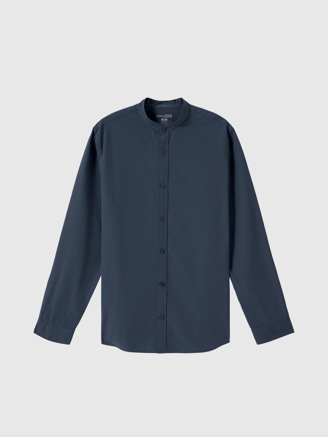 Áo sơ mi dài tay cổ tàu Premium Poplin  - undefined
