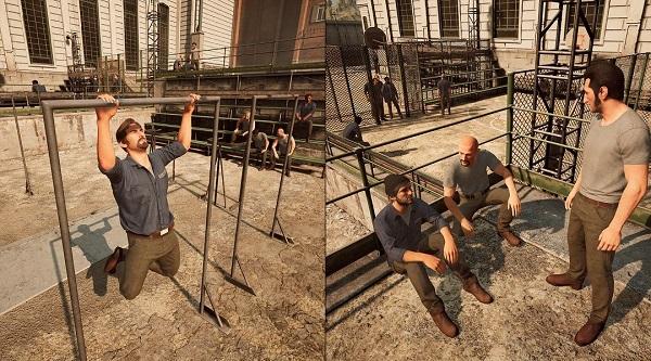 Ảnh chụp màn hình gameplay A Way Out, thể hiện sự hợp tác giữa 2 nhân vật