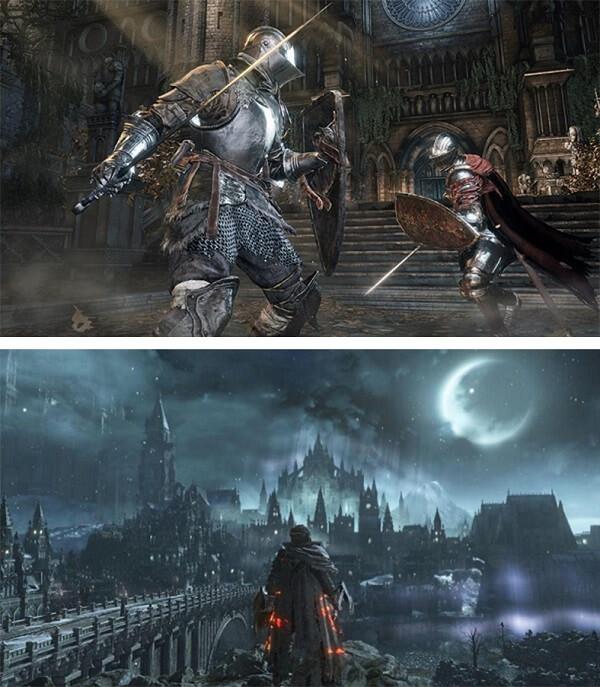 Ảnh chụp màn hình gameplay Dark Souls III, thể hiện cảnh chiến đấu