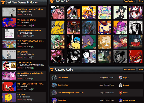 web chơi game online trên Newgrounds