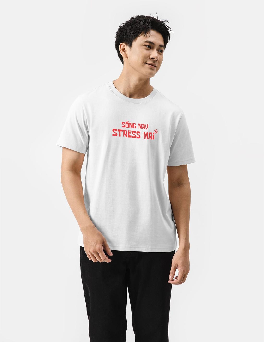 Áo thun Cotton 220gsm Regular Sống nay stress mai - undefined
