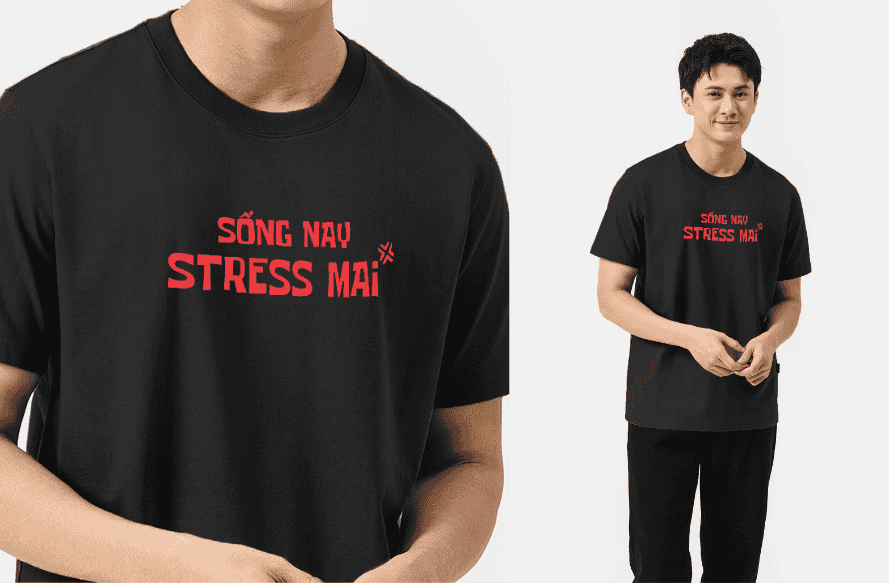 Áo thun Cotton 220gsm Regular Sống nay stress mai
