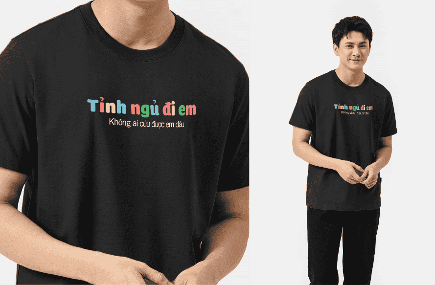 Áo thun Cotton 220gsm Regular Tỉnh ngủ đi em