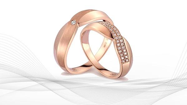 Cặp nhẫn cưới vàng hồng 14k