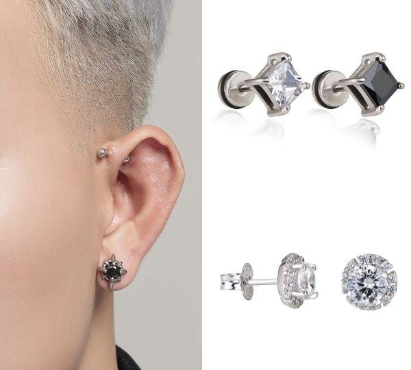 Khuyên tai nam đính đá sang trọng