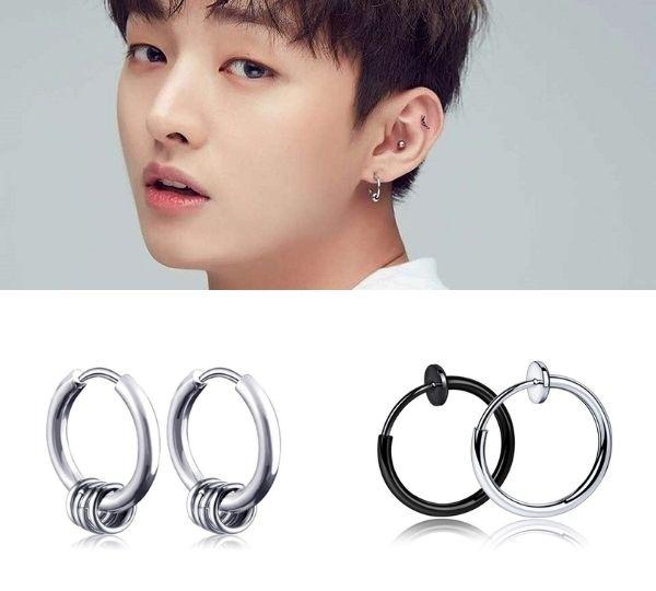 Khuyên tai tròn đơn giản cho nam