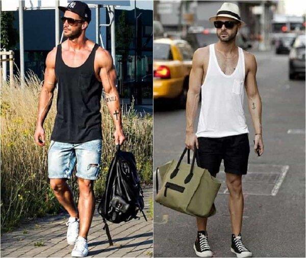 Short jeans mix cùng tanktop làm tăng sự khỏe khoắn