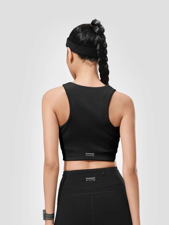 Áo Crop top Tank nữ Chạy bộ khoá zip - undefined