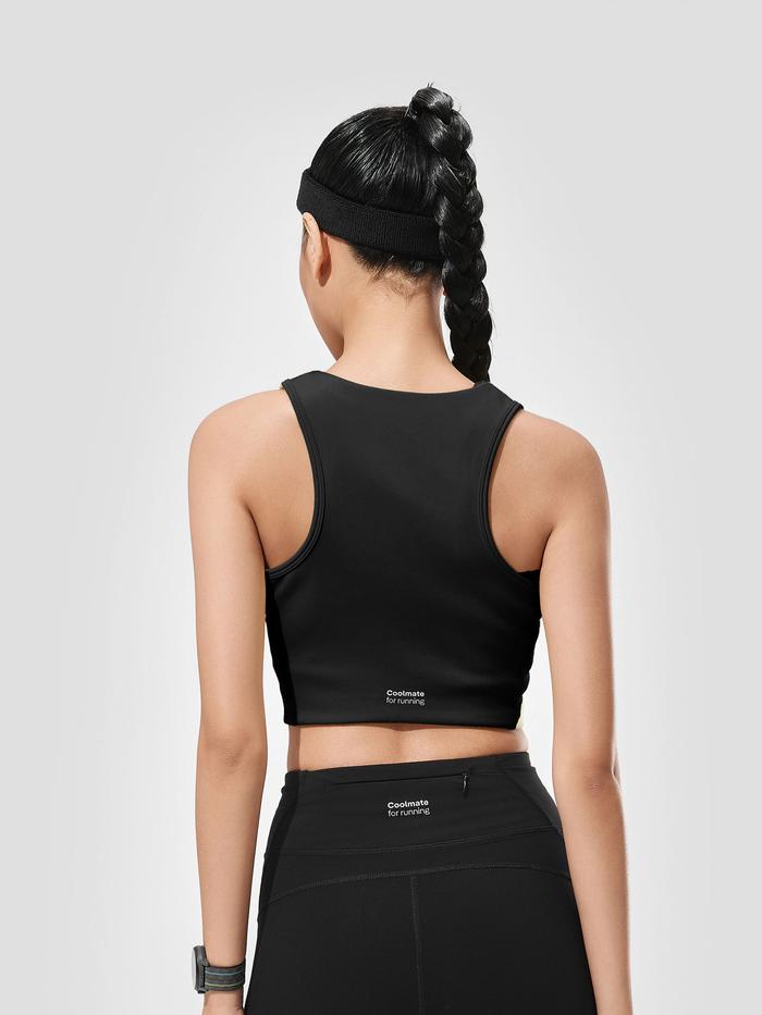 Áo Crop top Tank nữ Chạy bộ khoá zip - undefined
