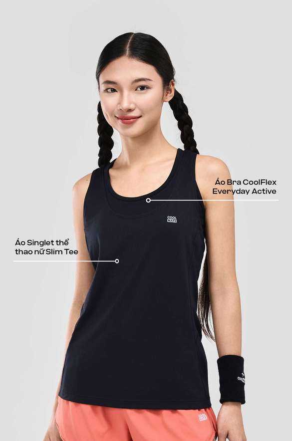 Set áo Singlet thể thao nữ Slim Tee + Bra CoolFlex - undefined