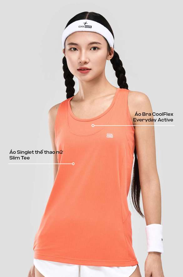 Set áo Singlet thể thao nữ Slim Tee + Bra CoolFlex - undefined