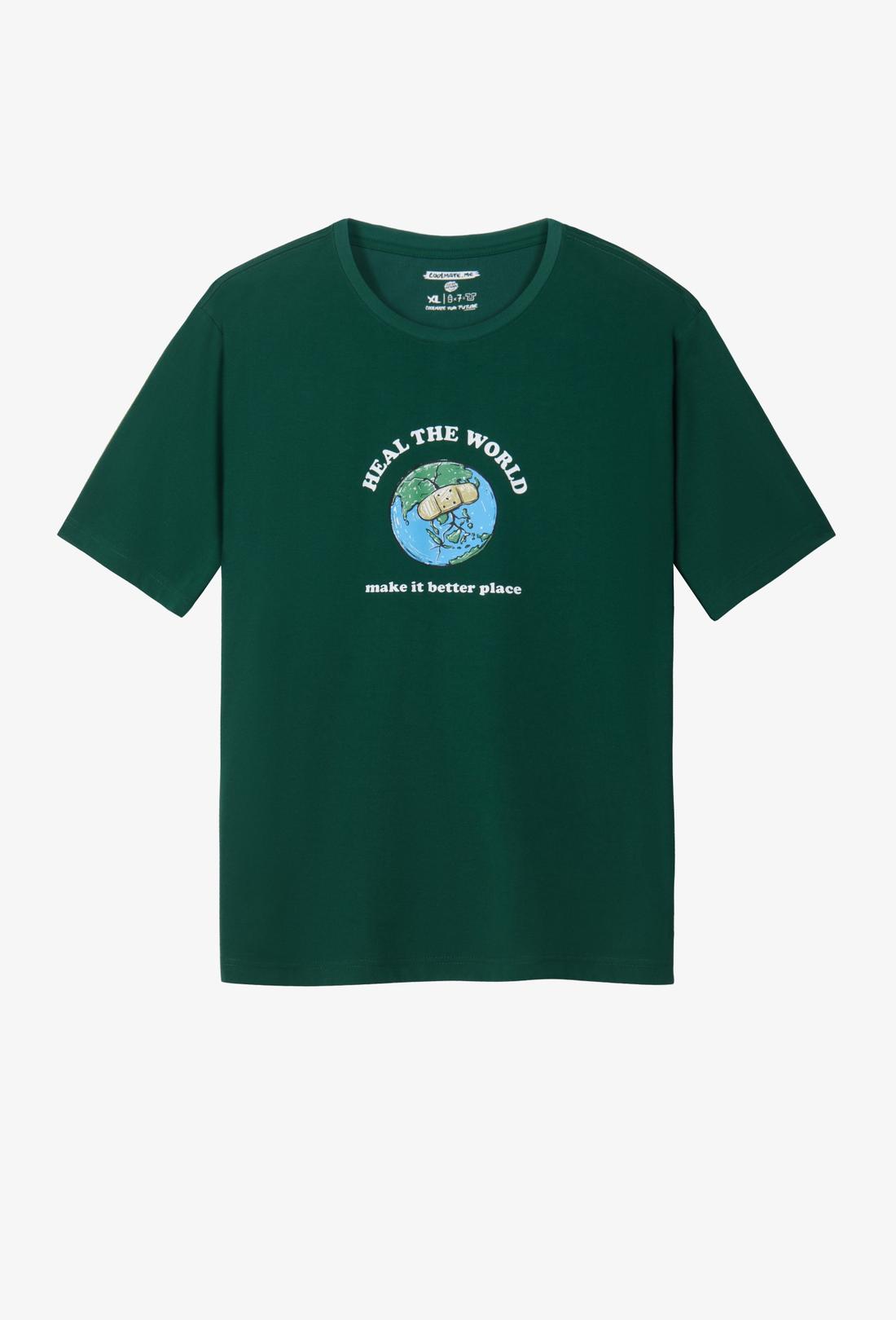 Áo thun oversize in Heal The World Clean Vietnam - màu Xanh Forest - undefined