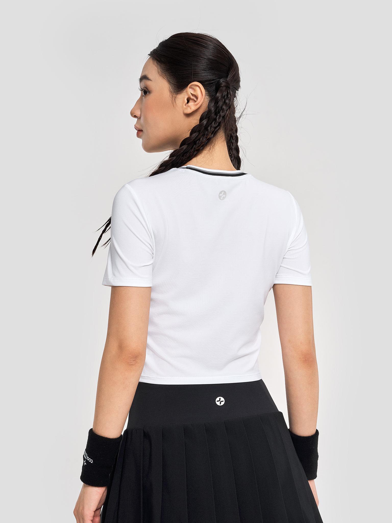 Áo Crop top nữ Pickleball Dink Shot - Trắng