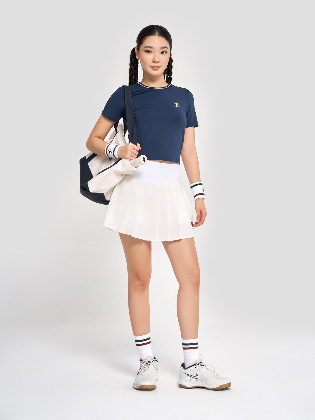 Áo Crop top nữ Pickleball Dink Shot - Xanh Navy