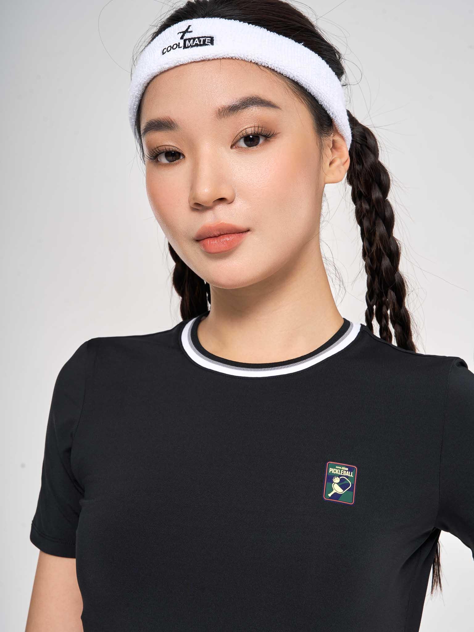 Áo Crop top nữ Pickleball Dink Shot - Đen