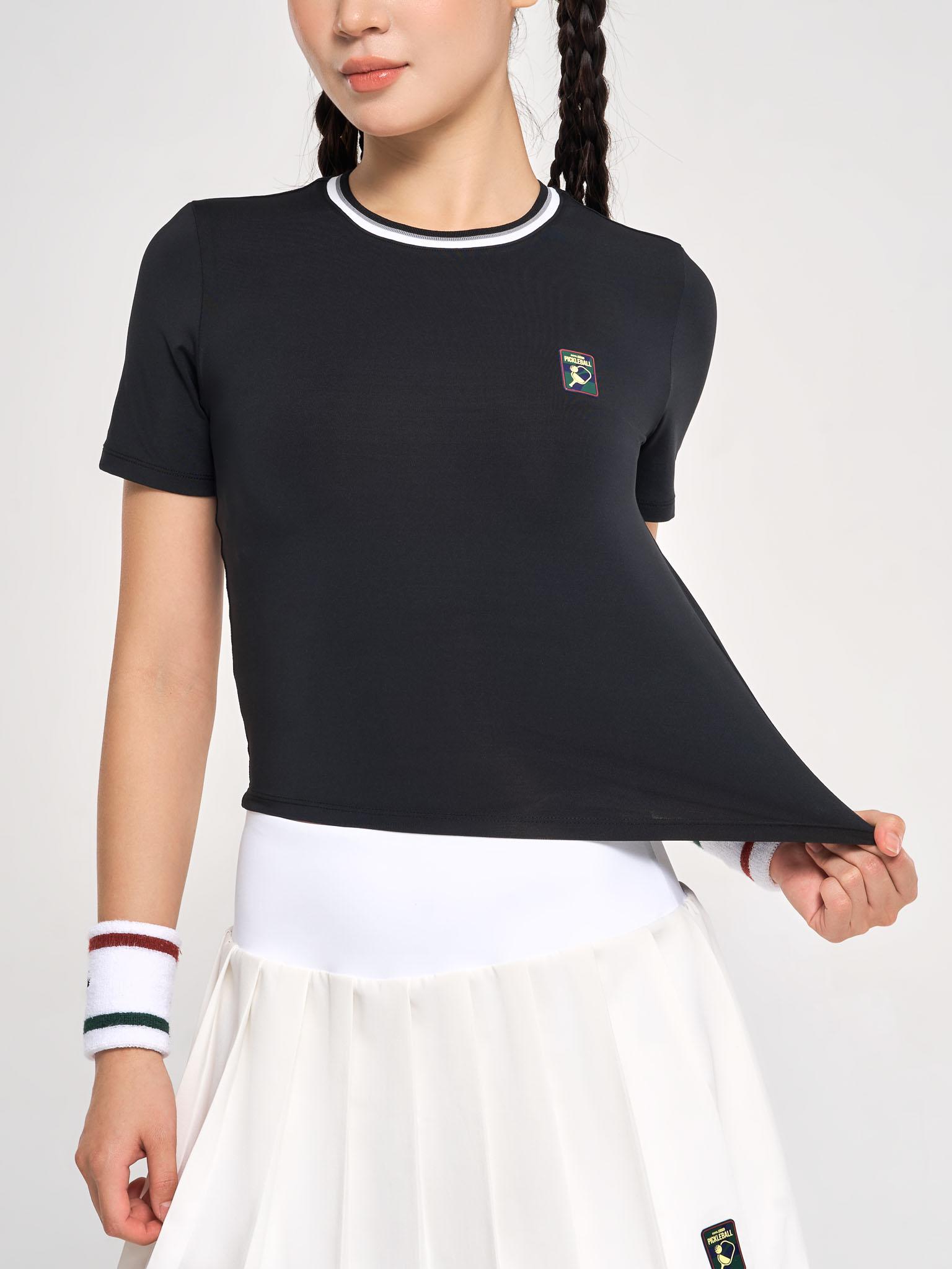 Áo Crop top nữ Pickleball Dink Shot - Đen