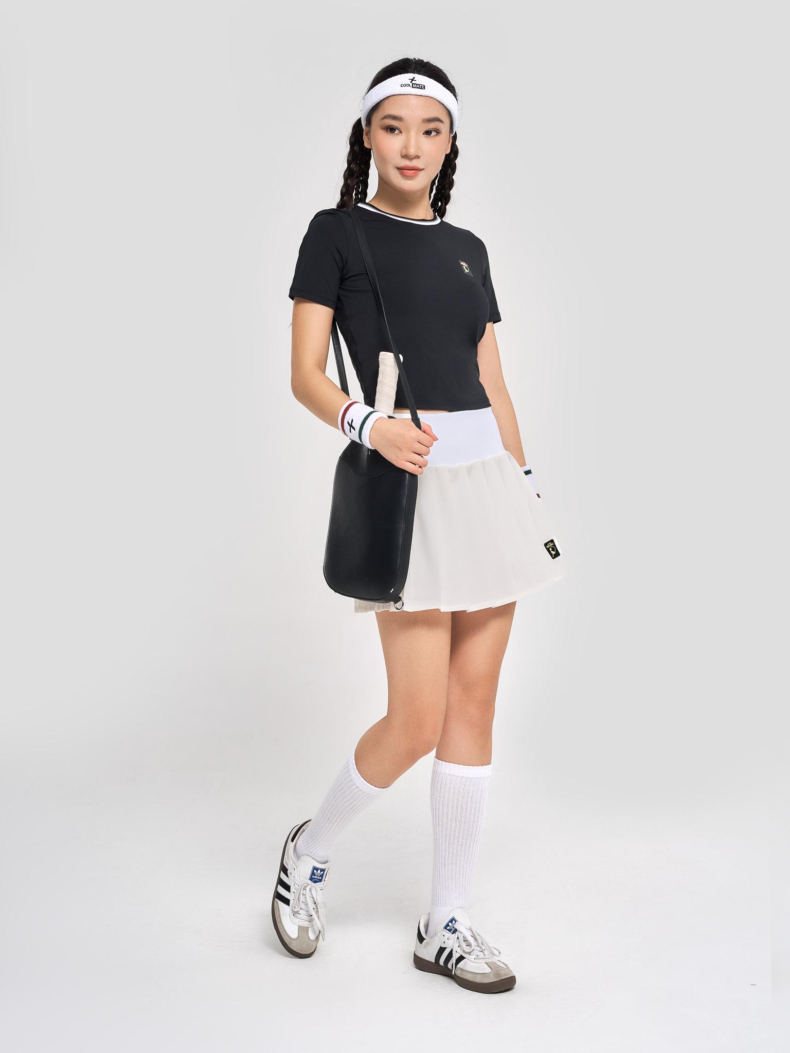Áo Crop top nữ Pickleball Dink Shot - Đen