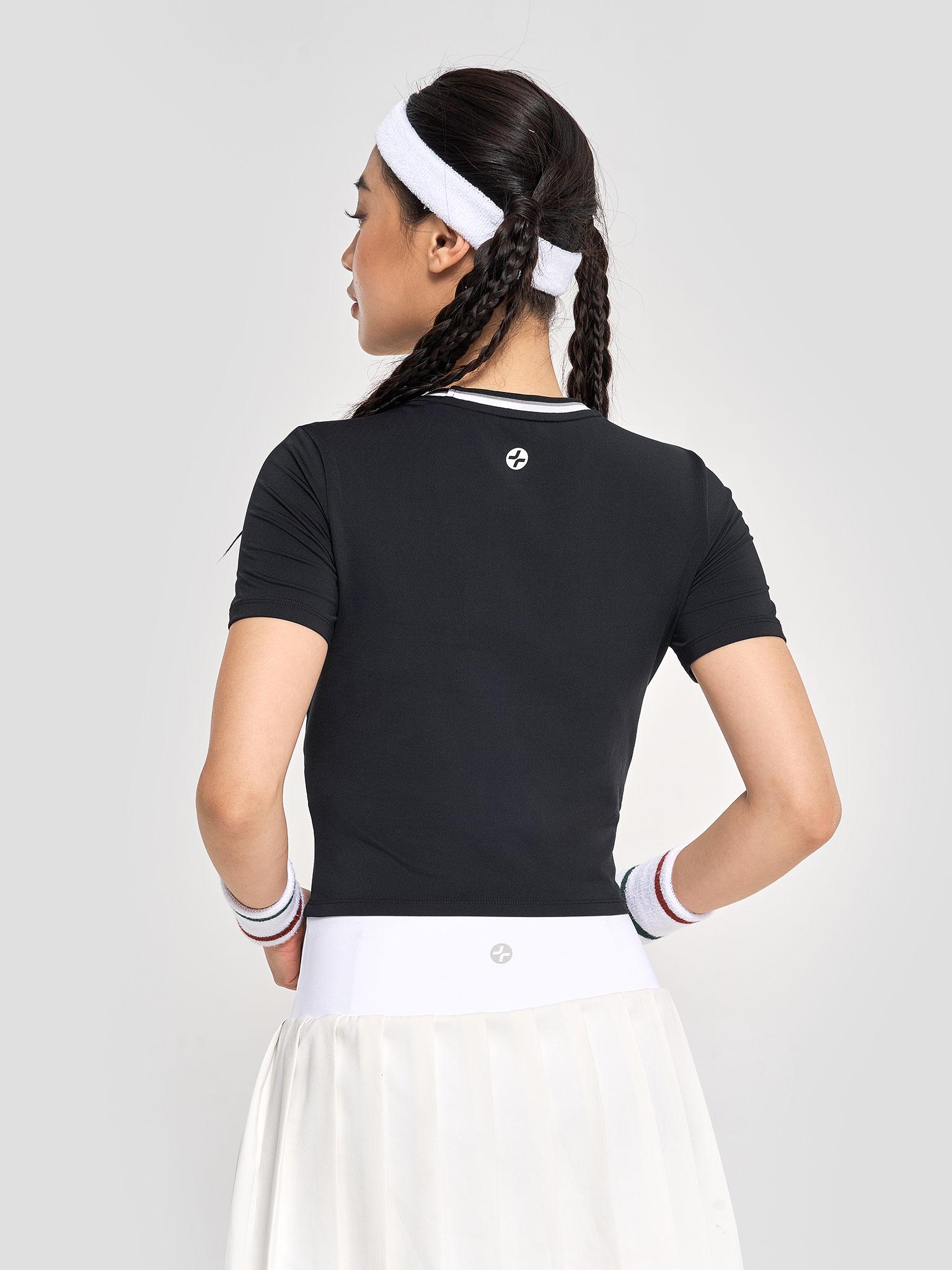 Áo Crop top nữ Pickleball Dink Shot - Đen