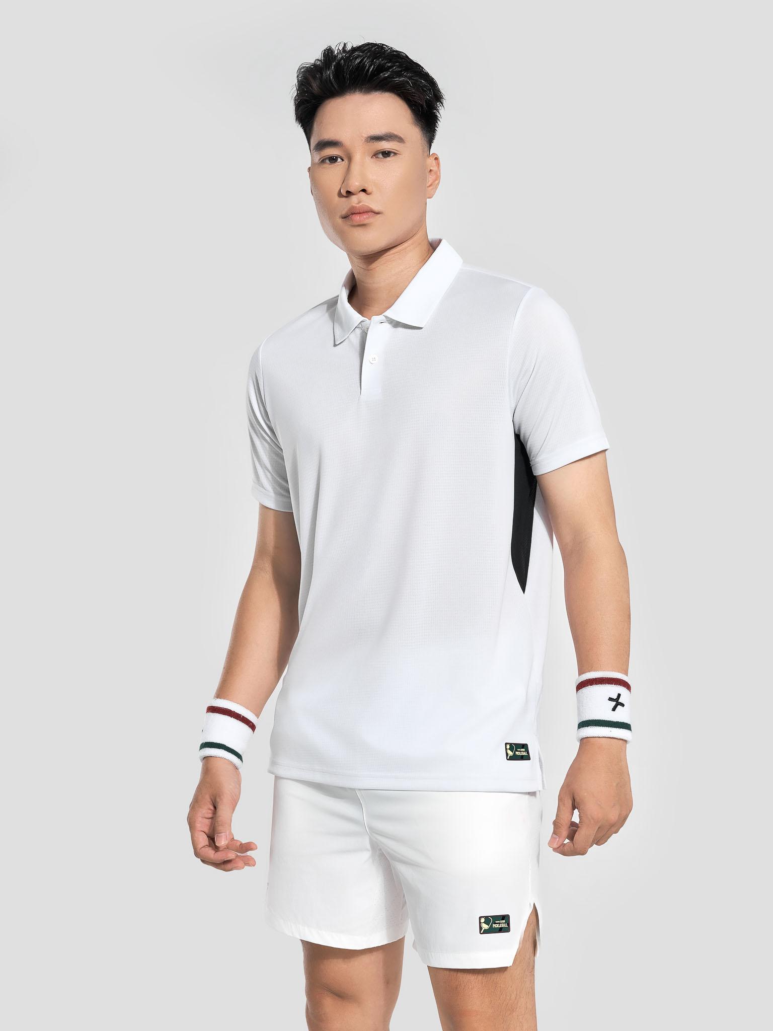 Áo Polo nam Pickleball Baseline - Trắng