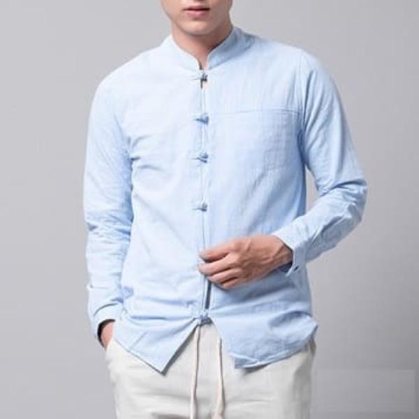 áo sơ mi cổ trụ Mandarin nam