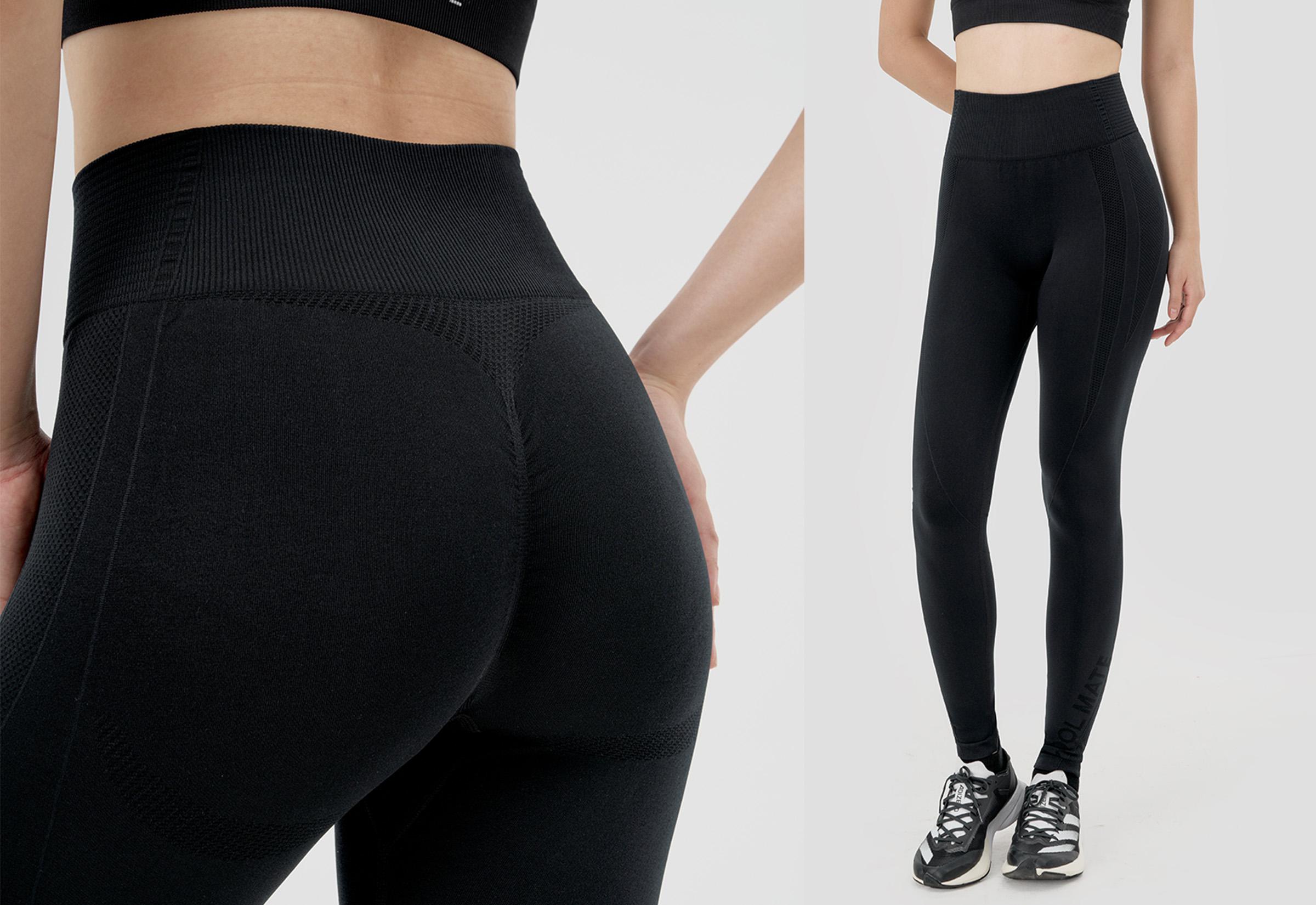Quần leggings thể thao co giãn Vital Seamless - Đen 