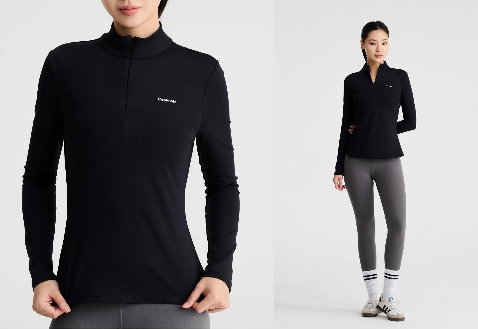 Áo dài tay thể thao nữ khoá zip