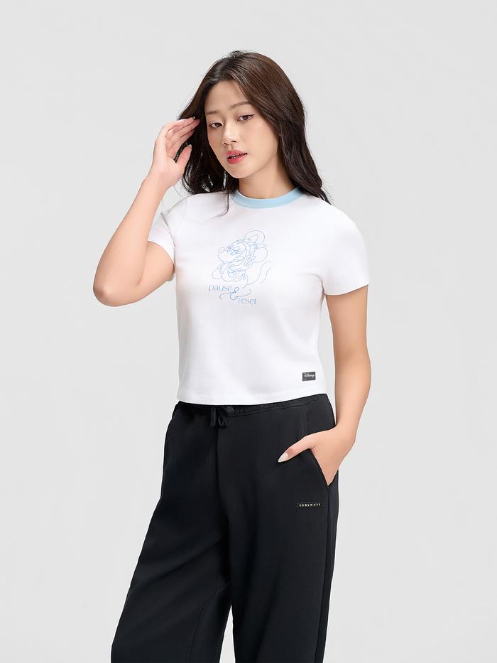 Áo thun Baby Tee Cotton Compact phối viền xanh Pause & Reset - undefined