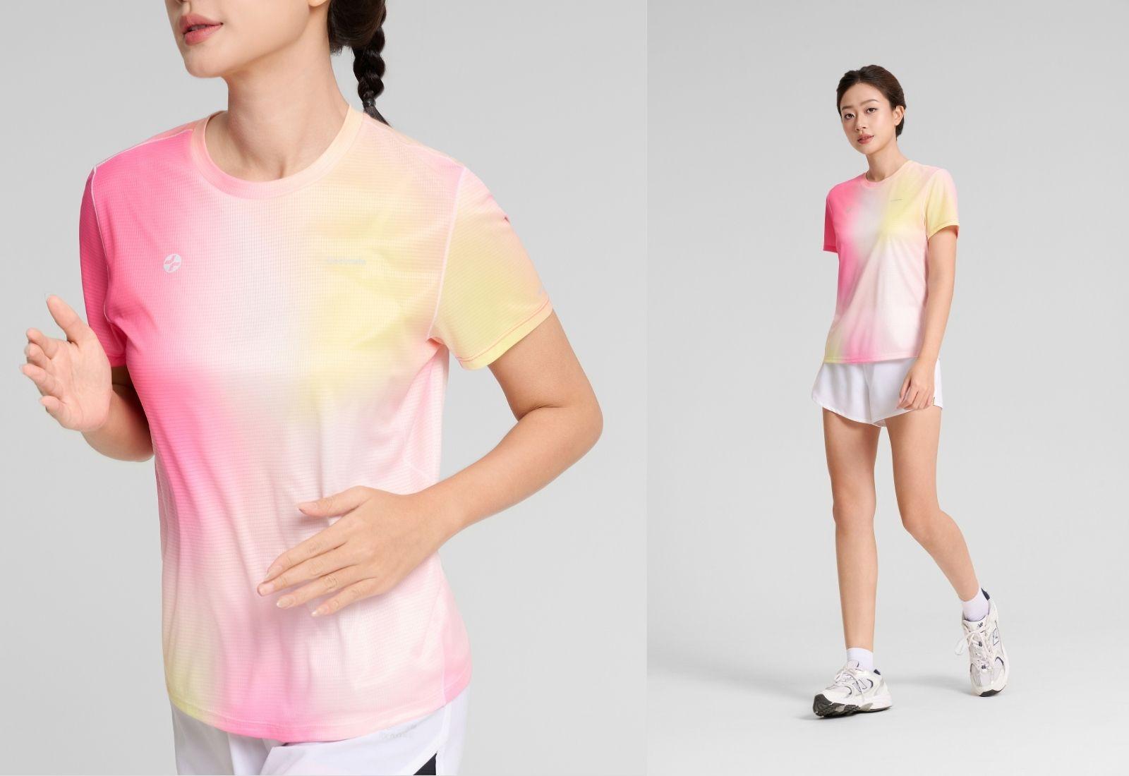 Tshirt chạy bộ graphic Pink Gradient