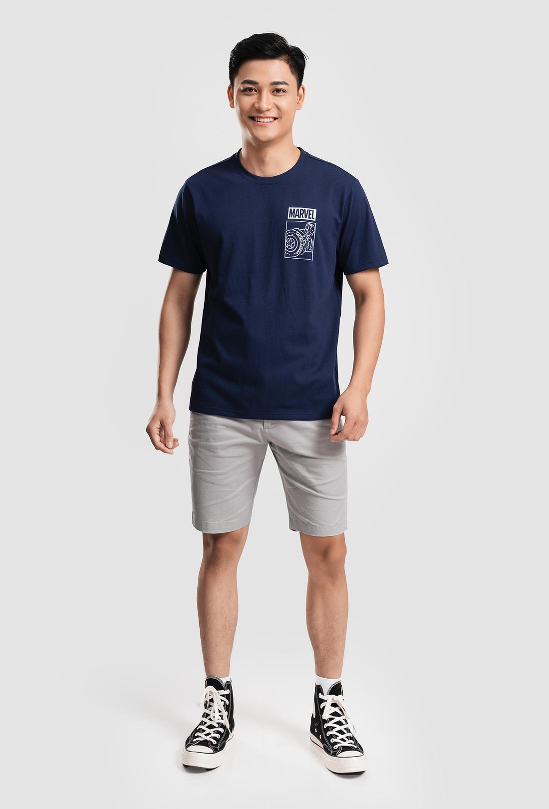 Áo thun Marvel Captain America Quote - màu Navy - undefined