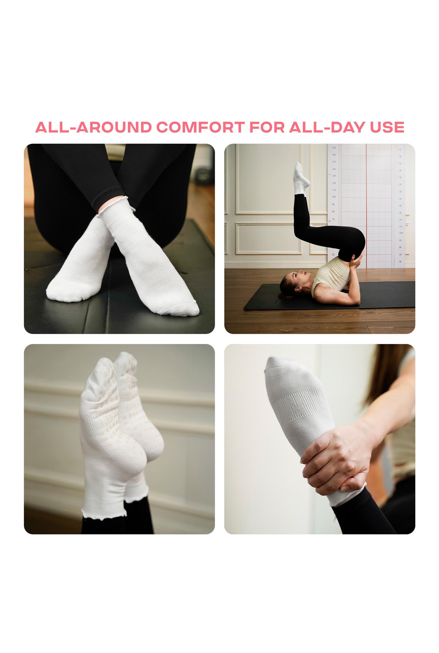 Pack 2 Tất Yoga & Pilates chống trượt Ruffle Socks - undefined