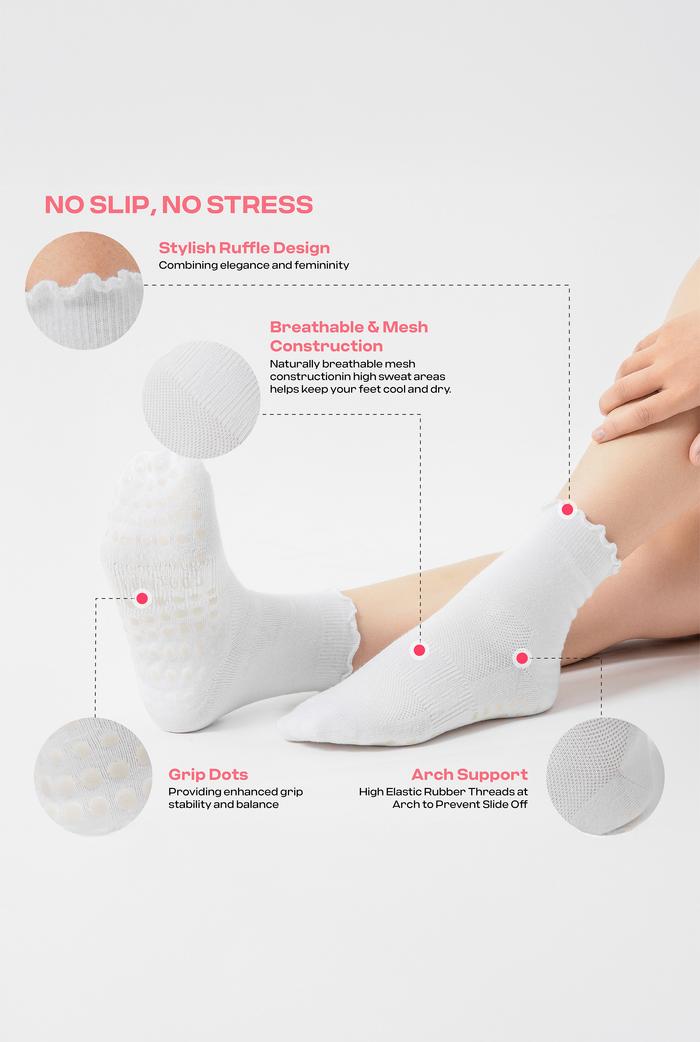 Pack 3 Tất Yoga & Pilates chống trượt Ruffle Socks - undefined