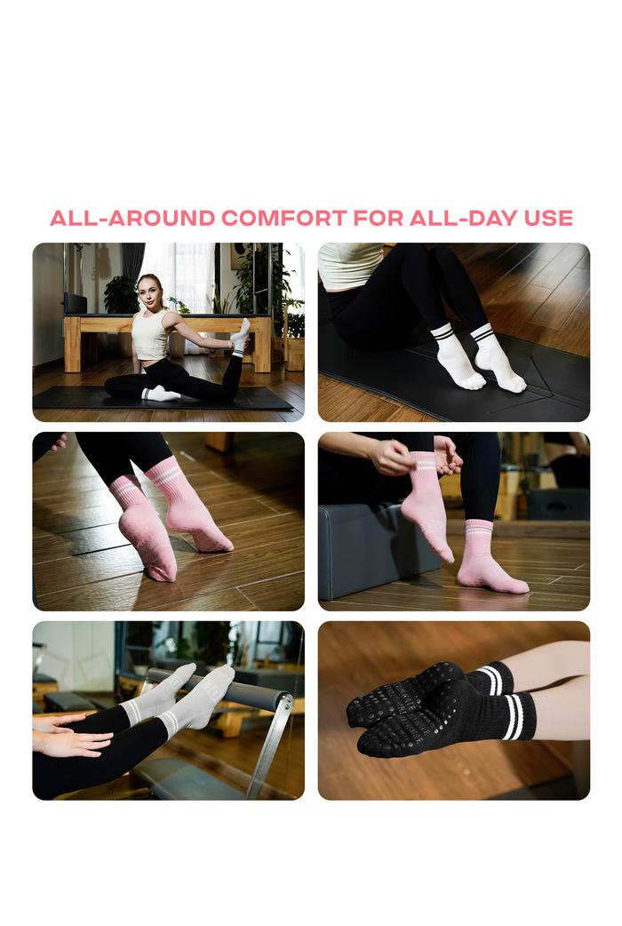 Pack 4 Tất Yoga & Pilates chống trượt cổ trung - undefined