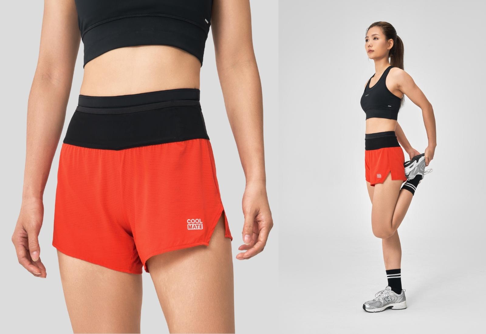 Quần short chạy bộ cạp cao 3IN