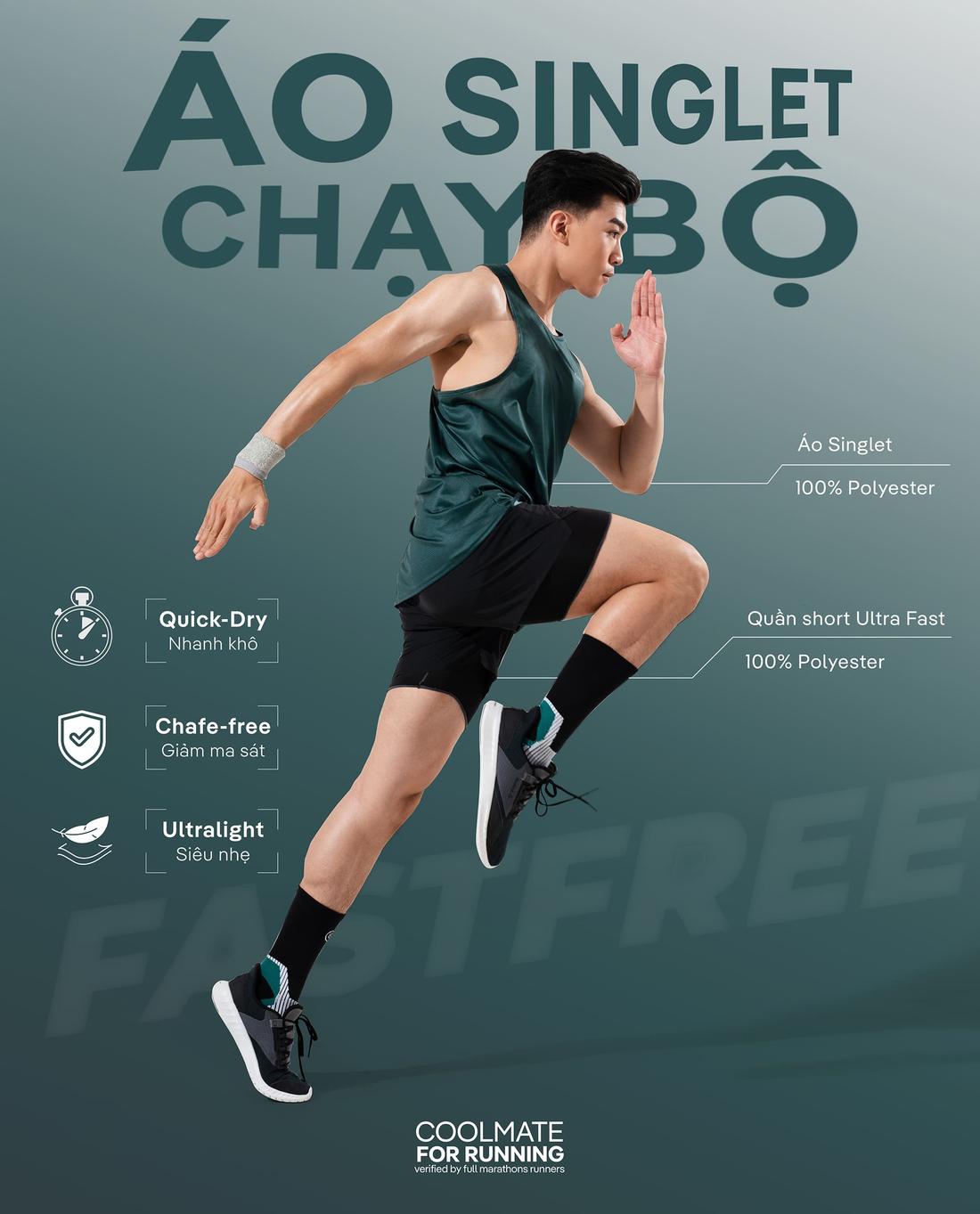 Áo Singlet chạy bộ Fast & Free - undefined