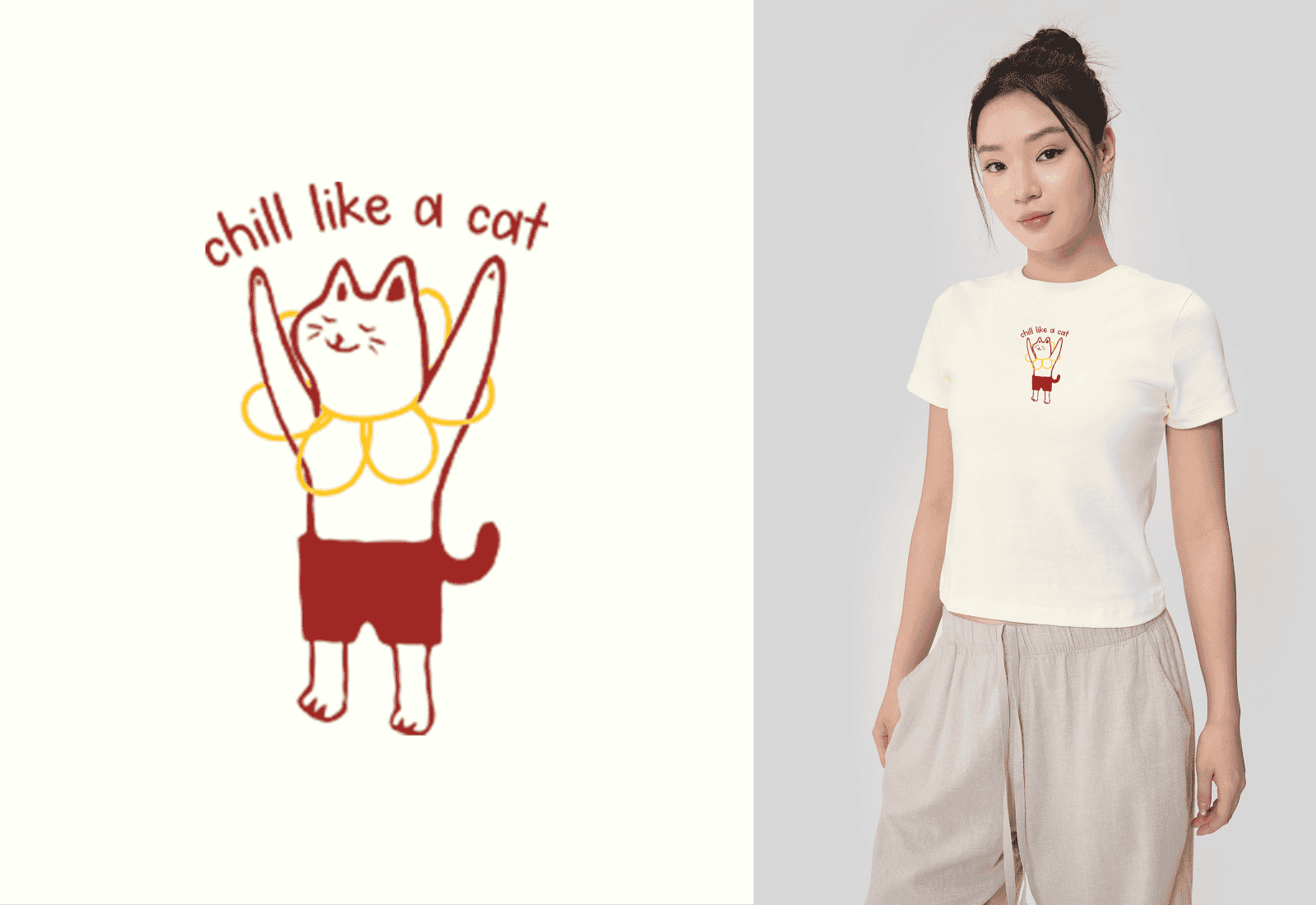 Áo thun nữ Baby Tee 100% Cotton Chill like a Cat