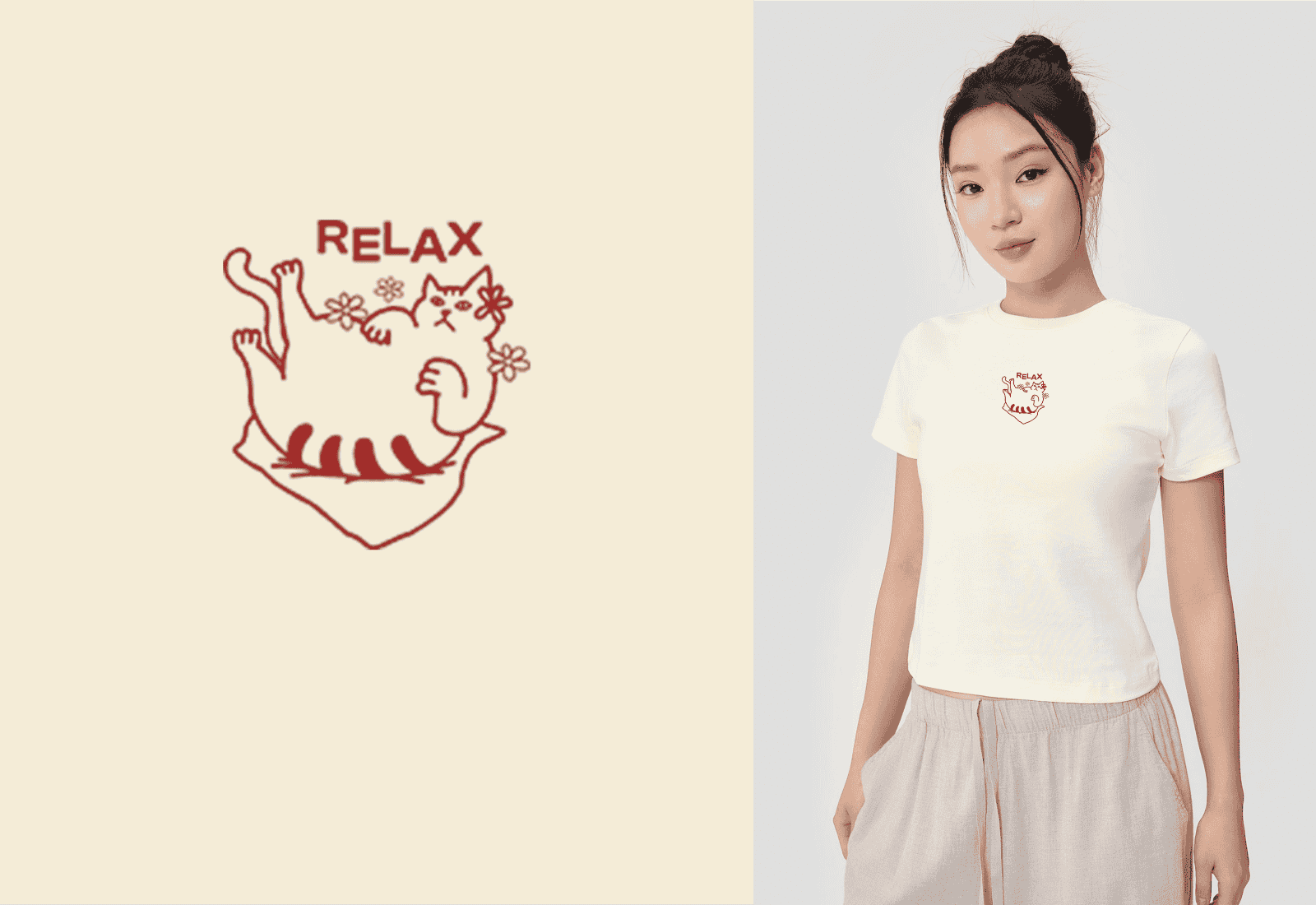 Áo thun nữ Baby Tee 100% Cotton Relax Cat