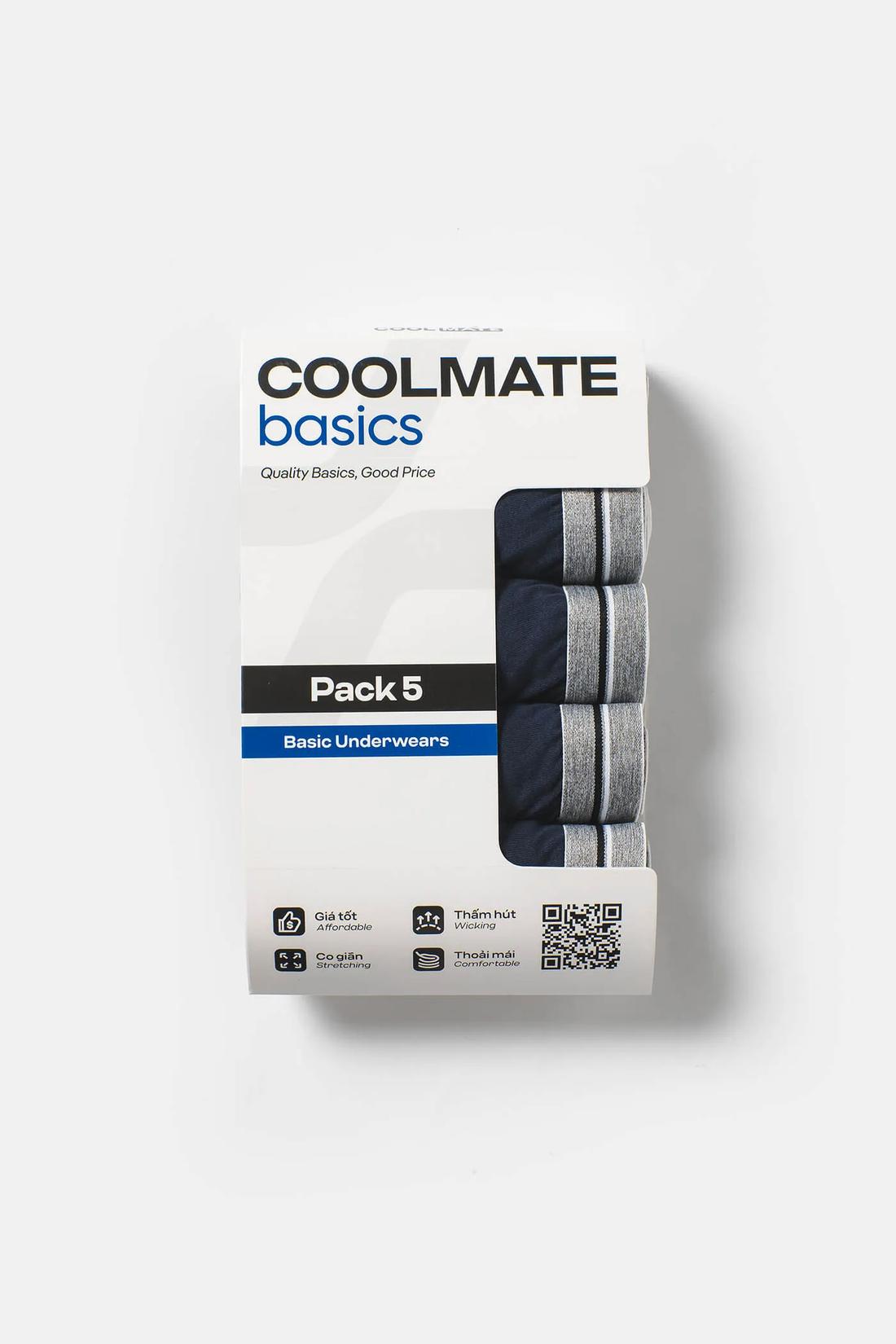 Pack 5 Quần Lót Nam Trunk Cotton Basics - undefined
